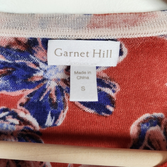 Garnet Hill Orange Blue Floral Merino Wool Button Front Cardigan Sweater Sz S - Picture 5 of 8